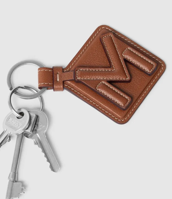 Letter Key Ring Buffalo Cognac made by Metier