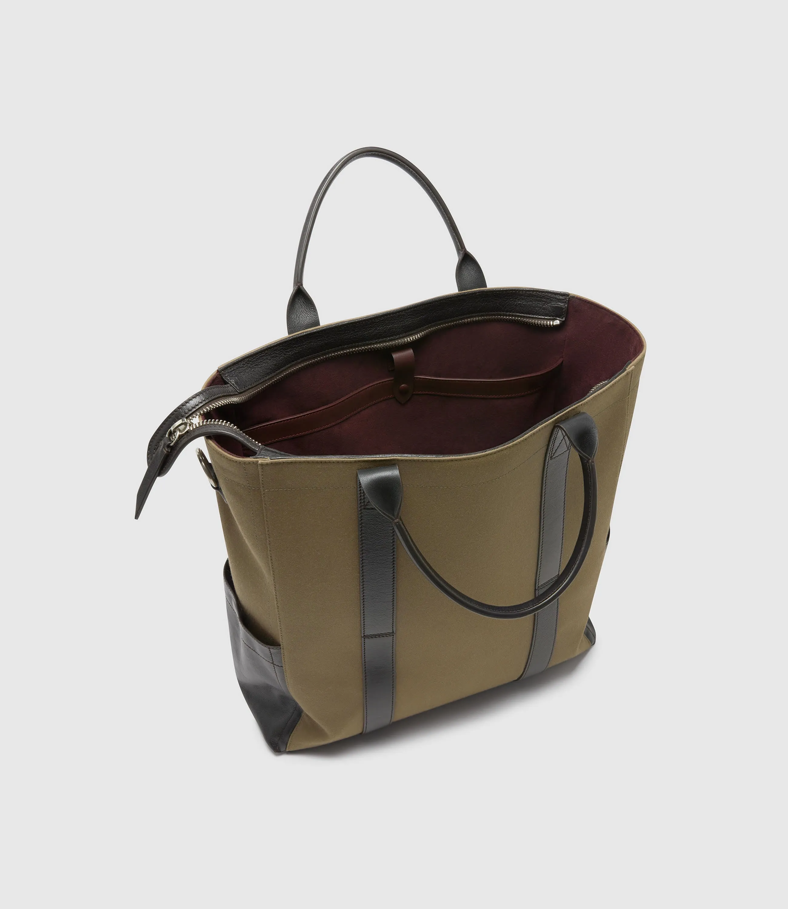 Mariner Zippered Tote Military Twill Khaki with Cacao sold by Metier product image thumbnail 3