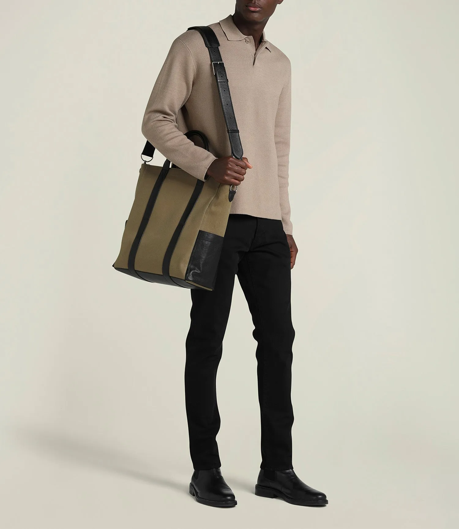 Mariner Zippered Tote Military Twill Khaki with Cacao sold by Metier product image thumbnail 5