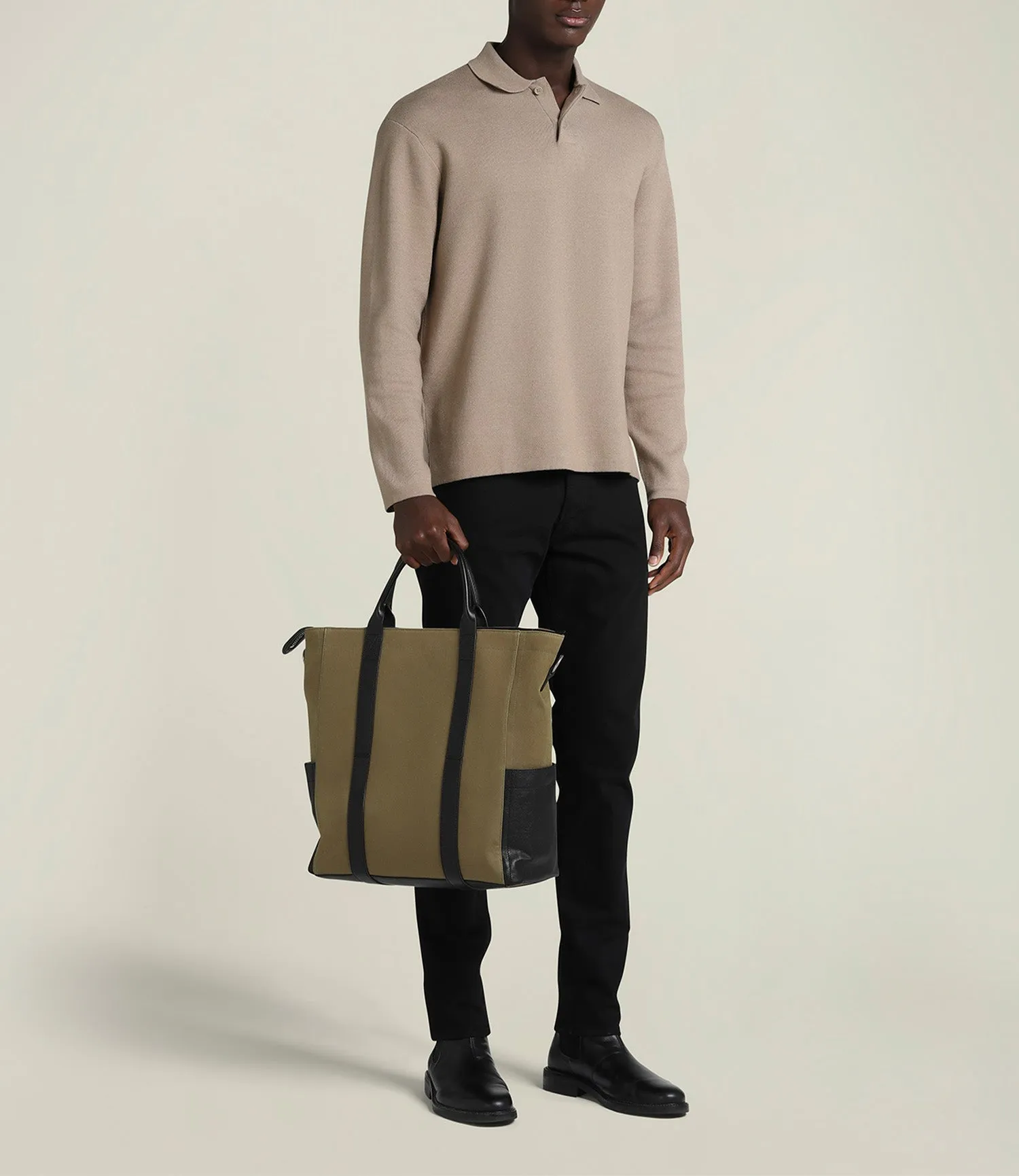 Mariner Zippered Tote Military Twill Khaki with Cacao sold by Metier product image thumbnail 4