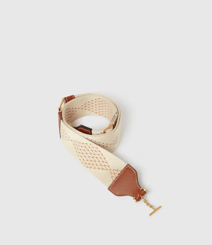Women's Diamond Webbing Strap White Sand with Cognac made by Metier