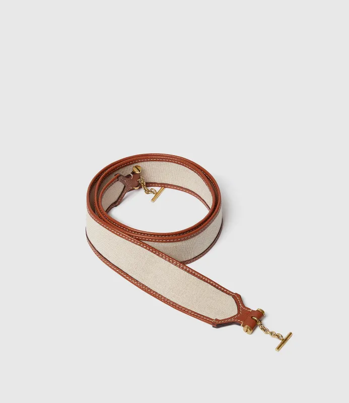 Shoulder Strap Natural Linen with Cognac made by Metier