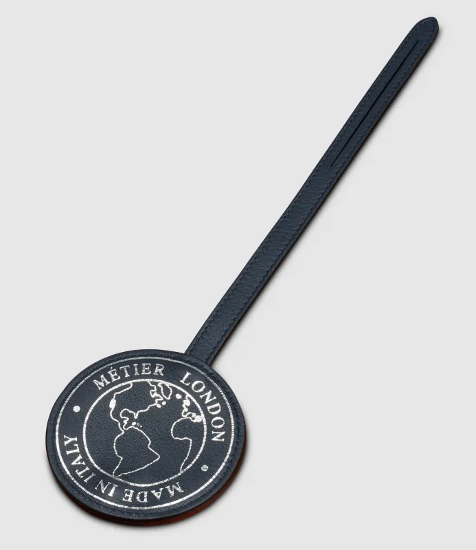 Métier Luggage Tag Smooth Calfskin Navy made by Metier