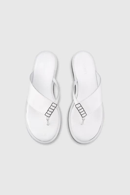 THESSA FLIP FLOP - WHITE LEATHER made by Yuzefi