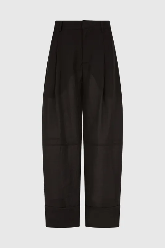 ALYSIA VOILE TAILORED TROUSERS - BLACK made by Yuzefi