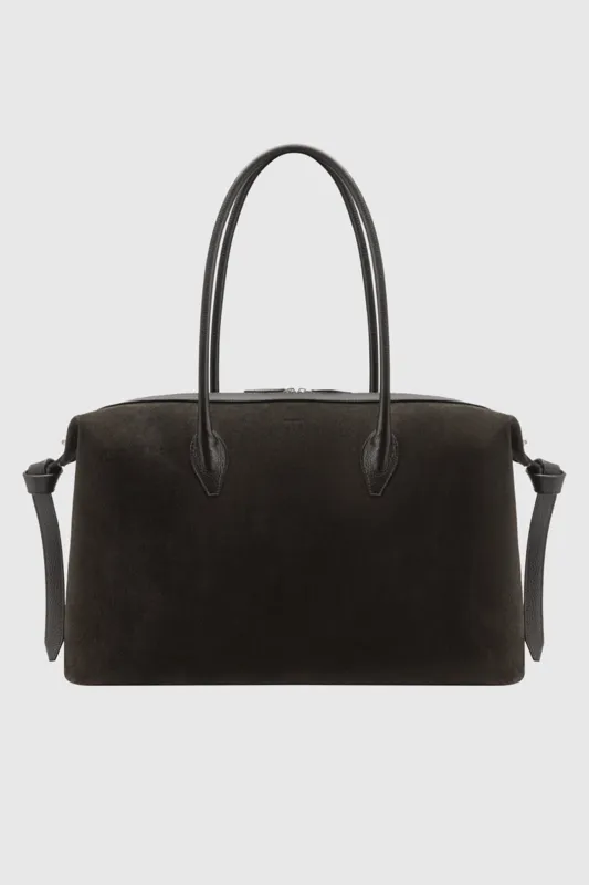 LARGE BRIOCHE DUFFLE - GANACHE SUEDE made by Yuzefi