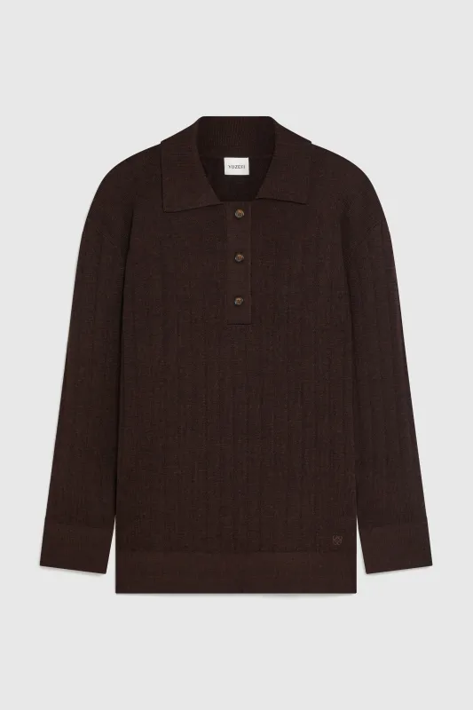 ELLIS TUCK STITCH OVERSIZED POLO - CHOCOLATE made by Yuzefi