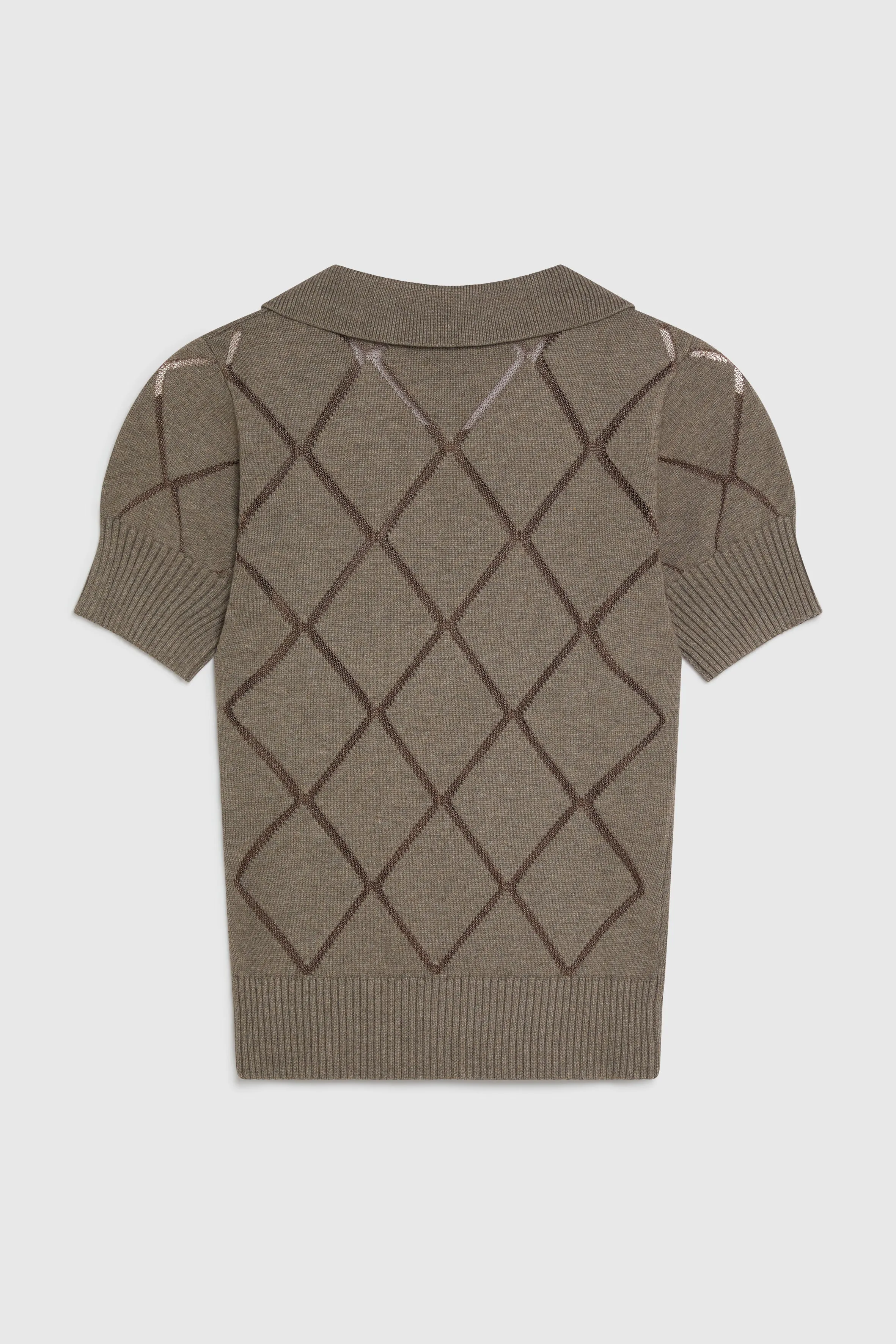 ELIORA FITTED POINTELLE POLO TOP - CLAY sold by Yuzefi product image thumbnail 2