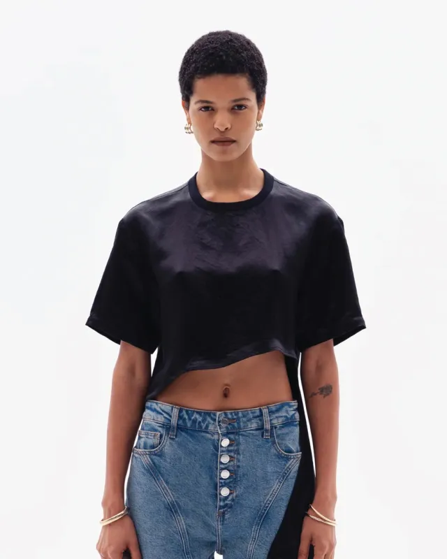 AURORA ASYMMETRIC T-SHIRT - BLACK made by Yuzefi