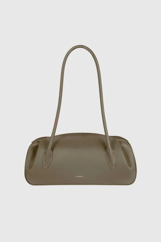 OYSTER SHOULDER BAG - TAUPE PEBBLE GRAINED LEATHER made by Yuzefi