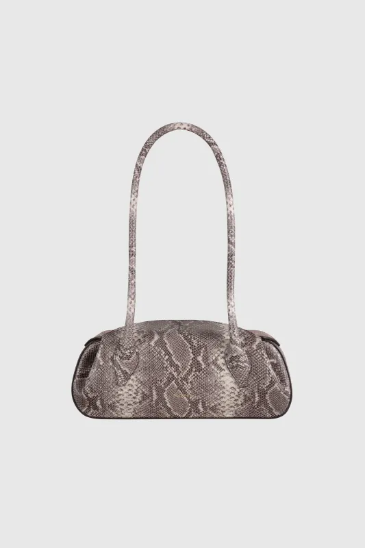 OYSTER MINI SHOULDER BAG - EMBOSSED ASH SNAKE COWHIDE LEATHER made by Yuzefi