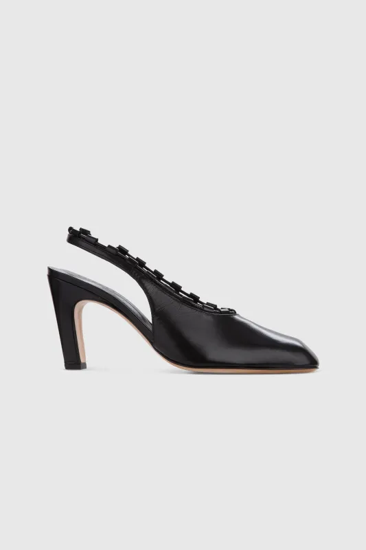 KHANE MID SLINGBACK - BLACK LEATHER made by Yuzefi