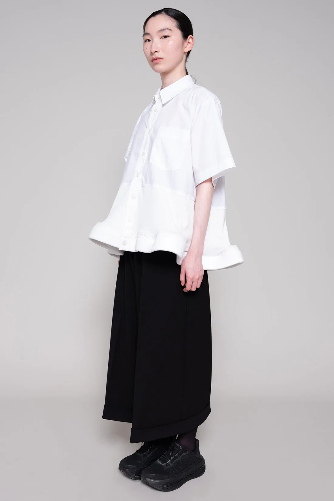 WHITE BOXY RUFFLE HEM SHIRT sold by MELITTA BAUMEISTER product image thumbnail 2