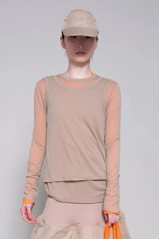 BEIGE LONG SLEEVE DOUBLE TOP made by MELITTA BAUMEISTER