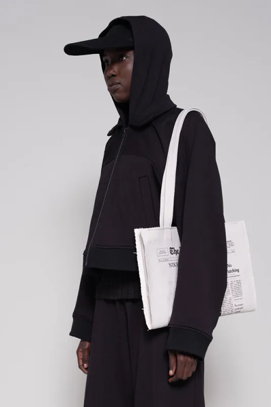 BLACK HOODED A-LINE ZIP UP made by MELITTA BAUMEISTER