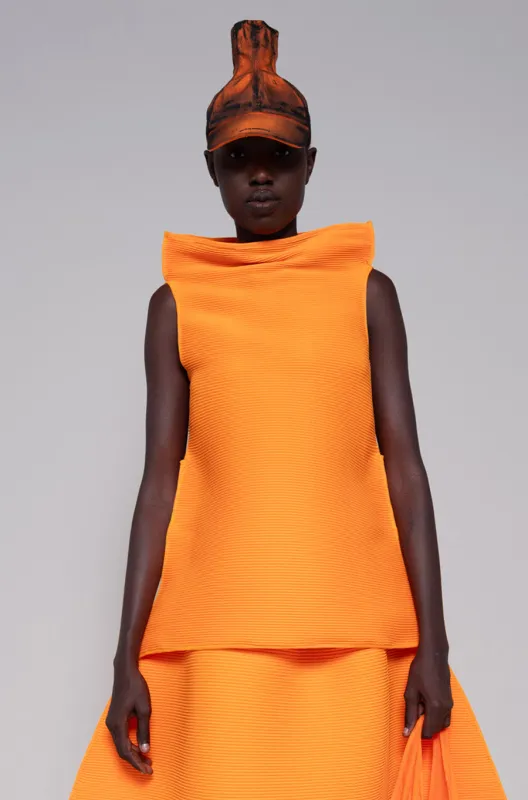 ORANGE SLEEVELESS RIPPLE TOP made by MELITTA BAUMEISTER