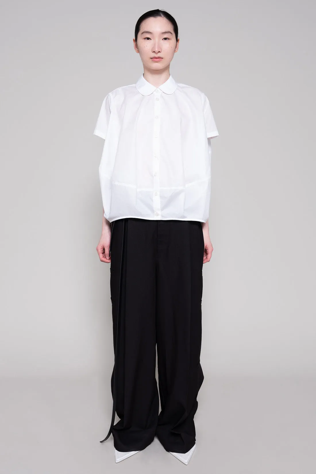 WHITE ROUND COLLAR COCOON SHIRT sold by MELITTA BAUMEISTER product image thumbnail 2