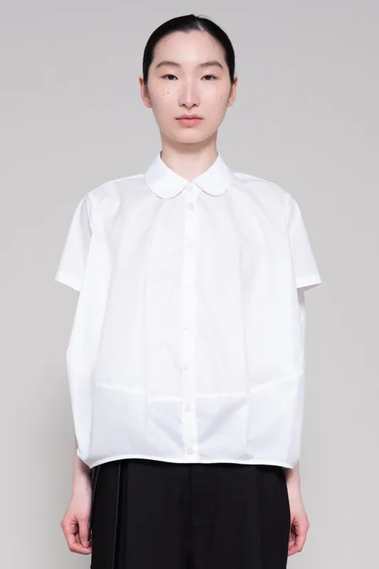 WHITE ROUND COLLAR COCOON SHIRT made by MELITTA BAUMEISTER