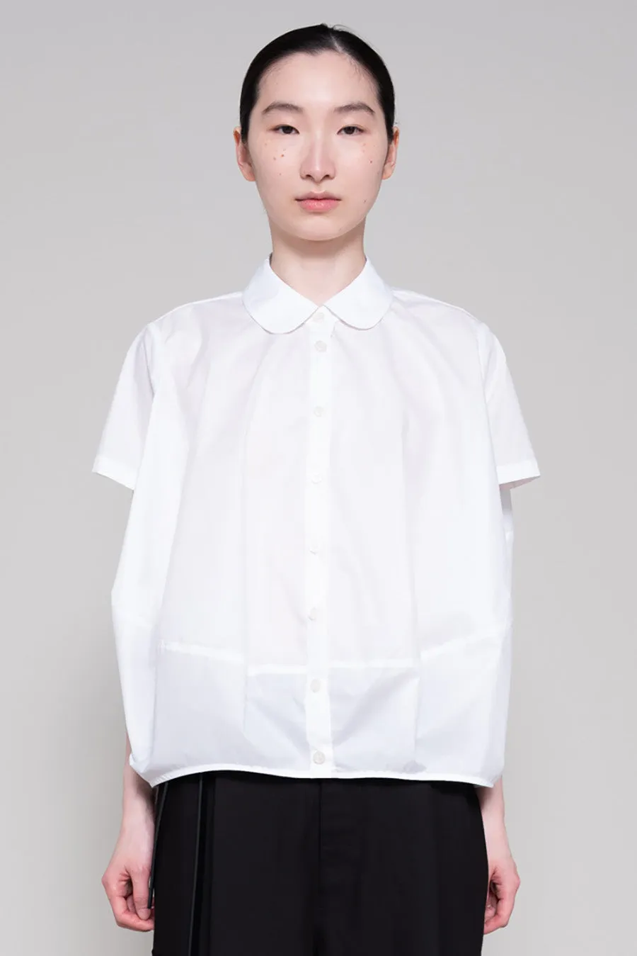 WHITE ROUND COLLAR COCOON SHIRT sold by MELITTA BAUMEISTER