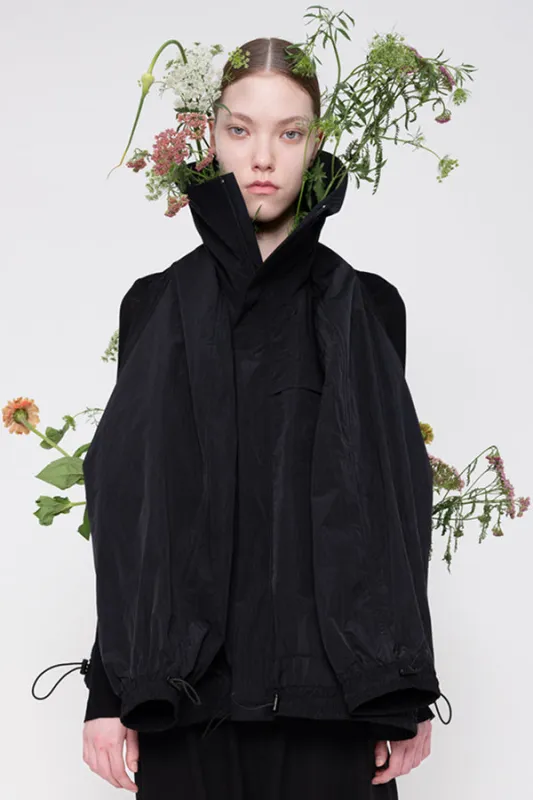 BLACK HIGH COLLAR WINDBREAKER made by MELITTA BAUMEISTER