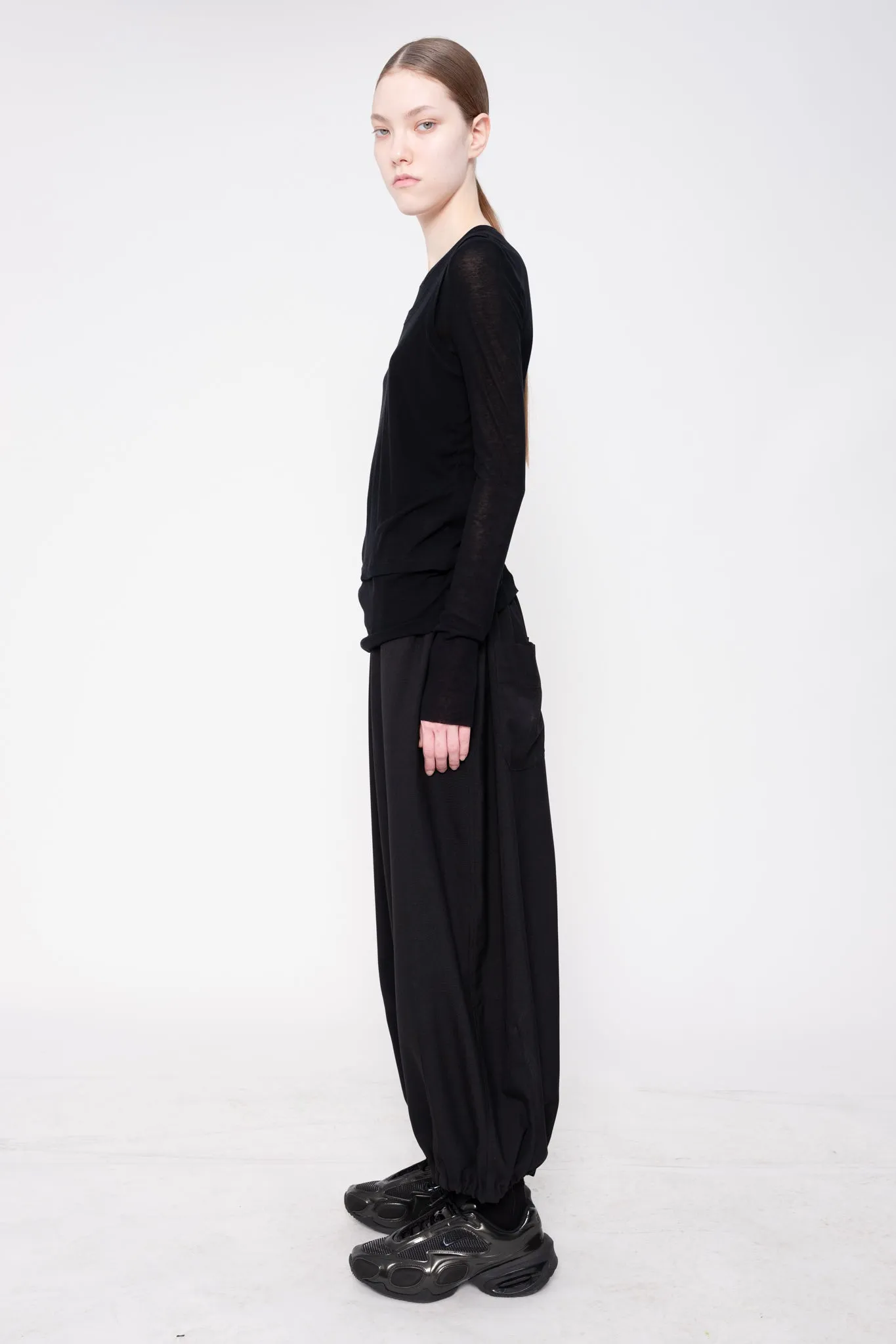 Black Long Sleeve Layered Cotton Top sold by MELITTA BAUMEISTER product image thumbnail 4