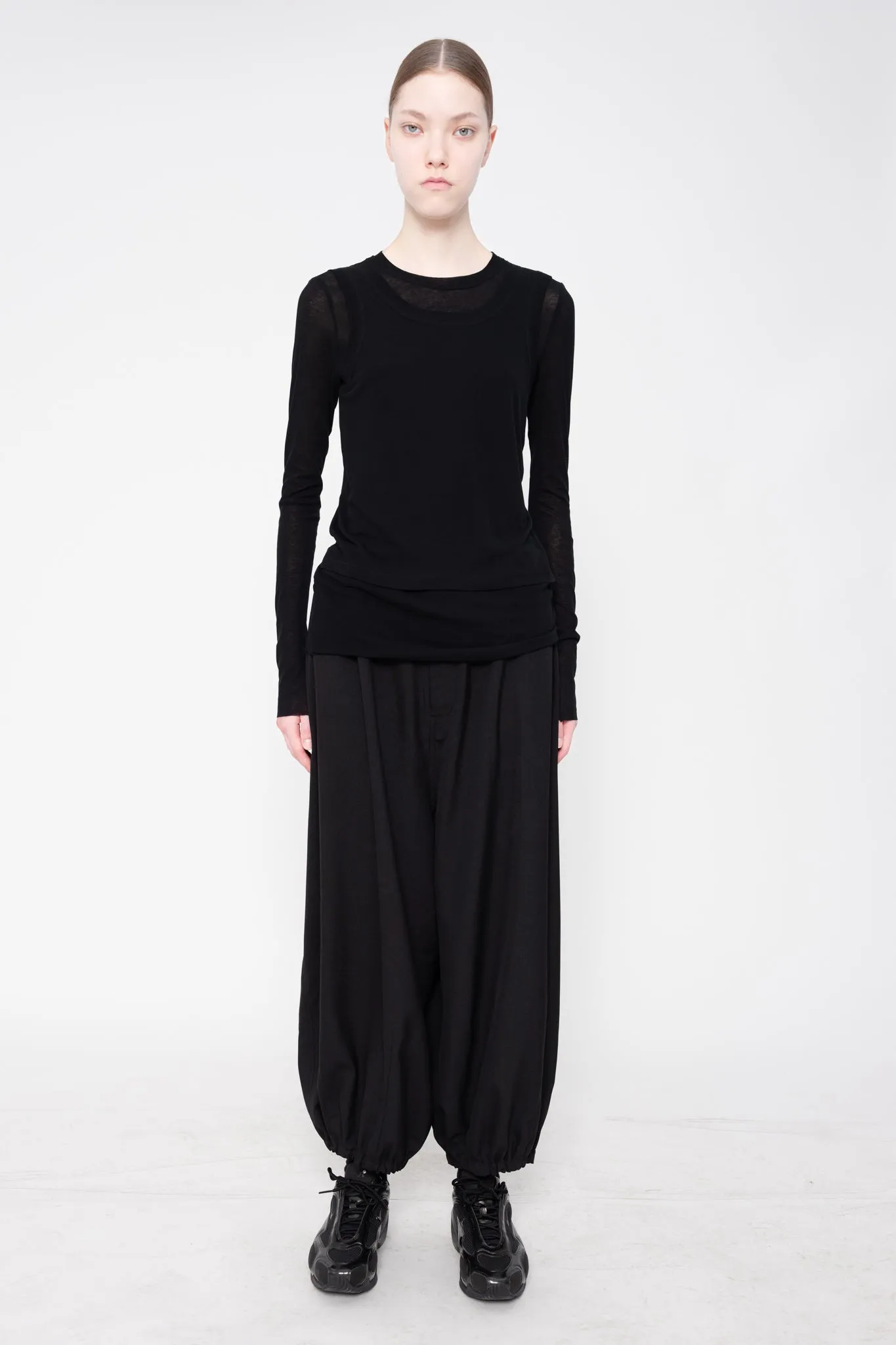 Black Long Sleeve Layered Cotton Top sold by MELITTA BAUMEISTER product image thumbnail 2