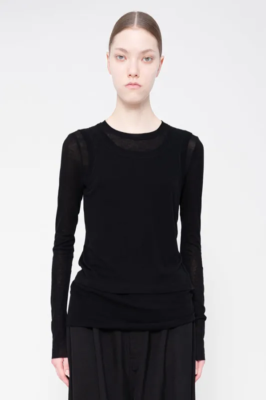 Black Long Sleeve Layered Cotton Top made by MELITTA BAUMEISTER