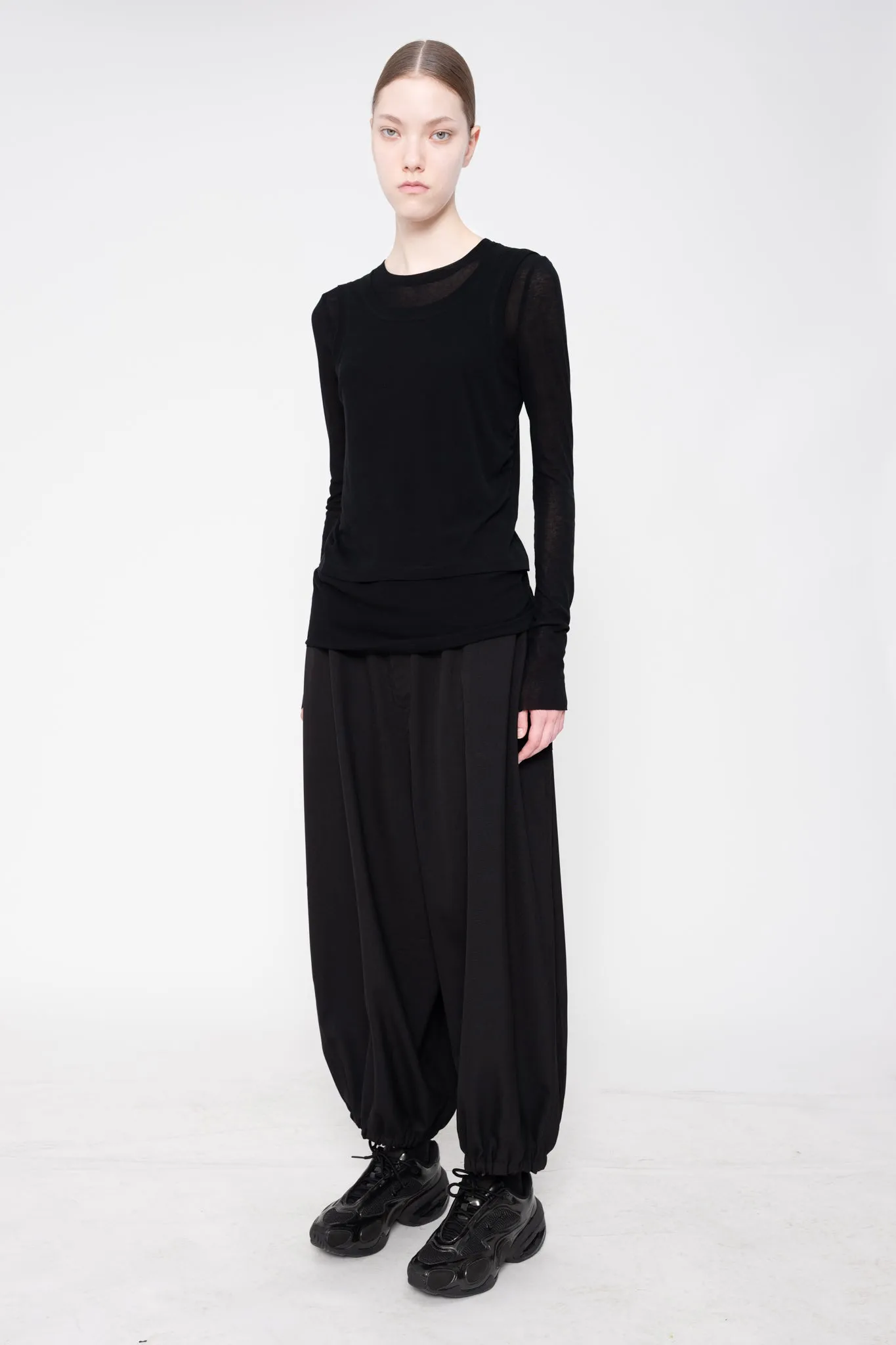 Black Long Sleeve Layered Cotton Top sold by MELITTA BAUMEISTER product image thumbnail 3