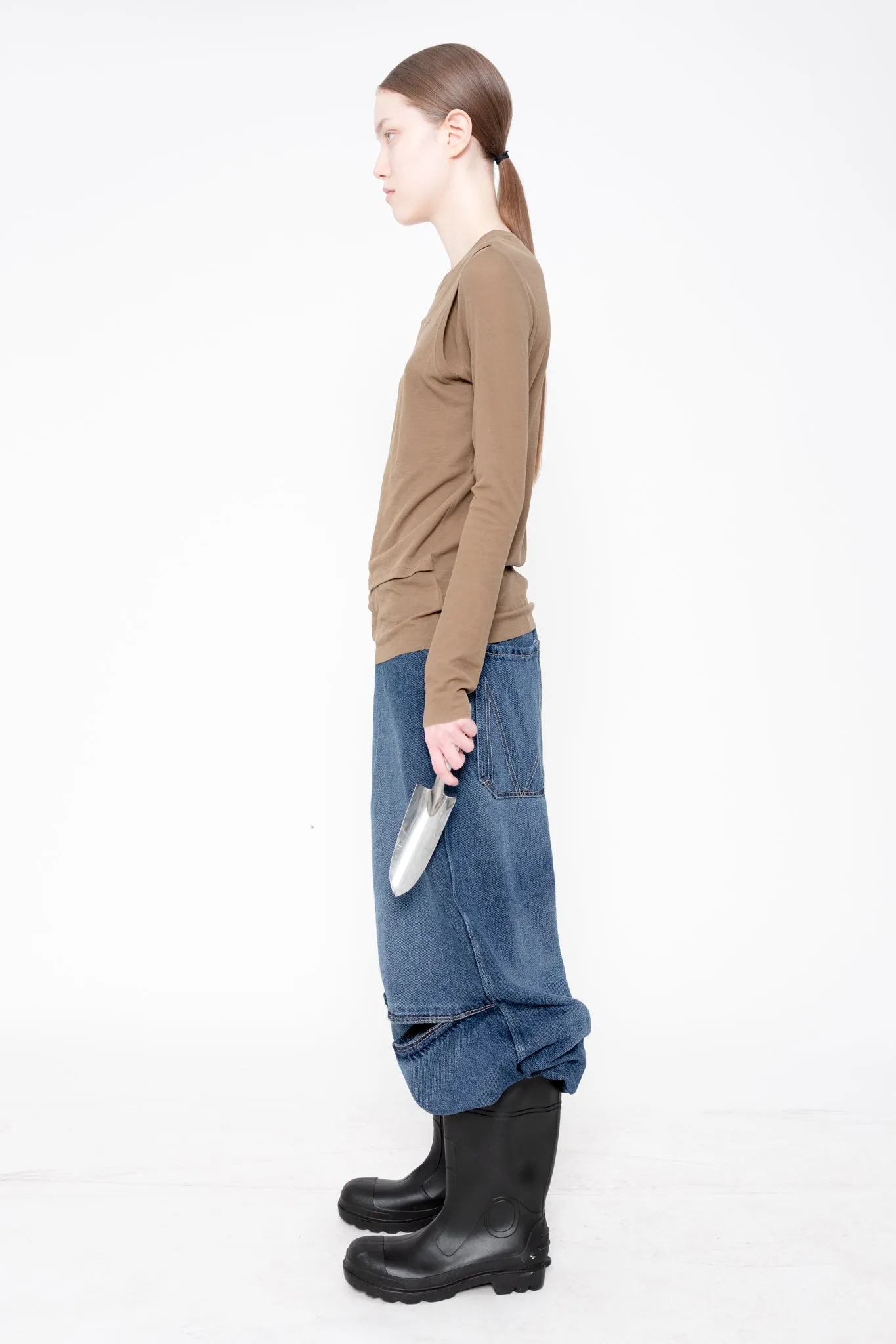 OLIVE BEIGE LONG SLEEVE DOUBLE TOP sold by MELITTA BAUMEISTER product image thumbnail 4