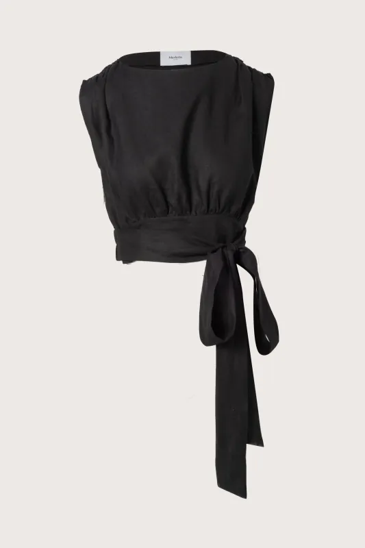 Shaan Top in Black made by Merlette NYC