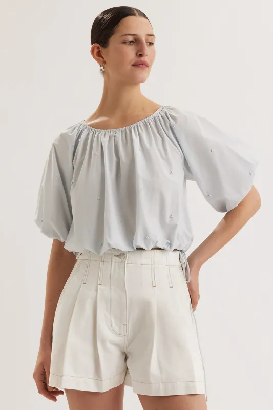 Lotus Top in Skye made by Merlette NYC