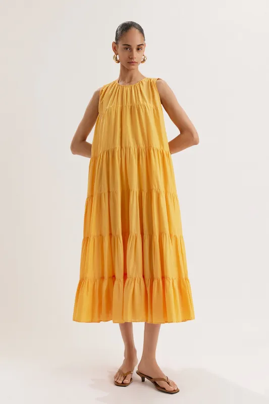 Caron Dress in Marigold made by Merlette NYC
