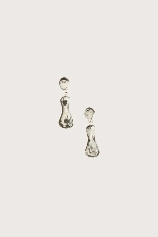 Dinosaur Designs Medium Bones Earrings in Granite/Silver made by Dinosaur Designs