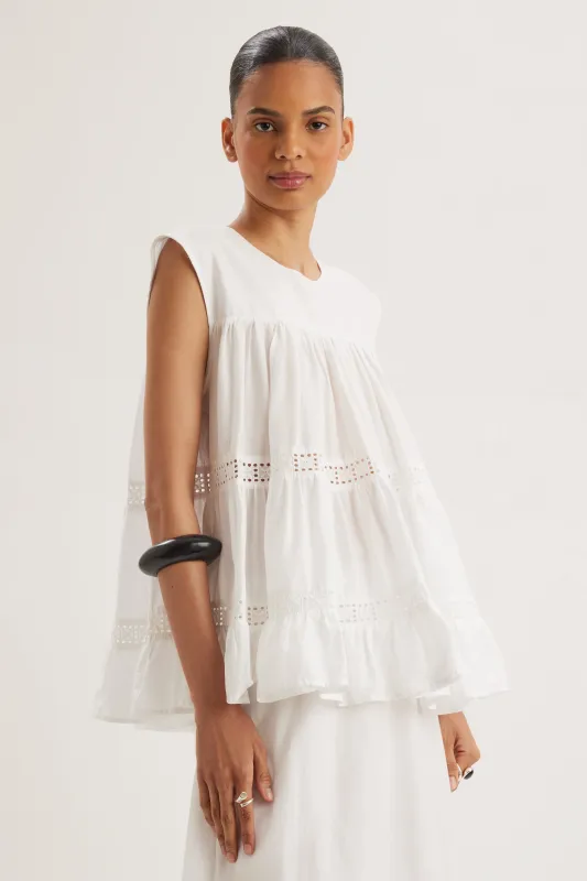Quai Top in White made by Merlette NYC