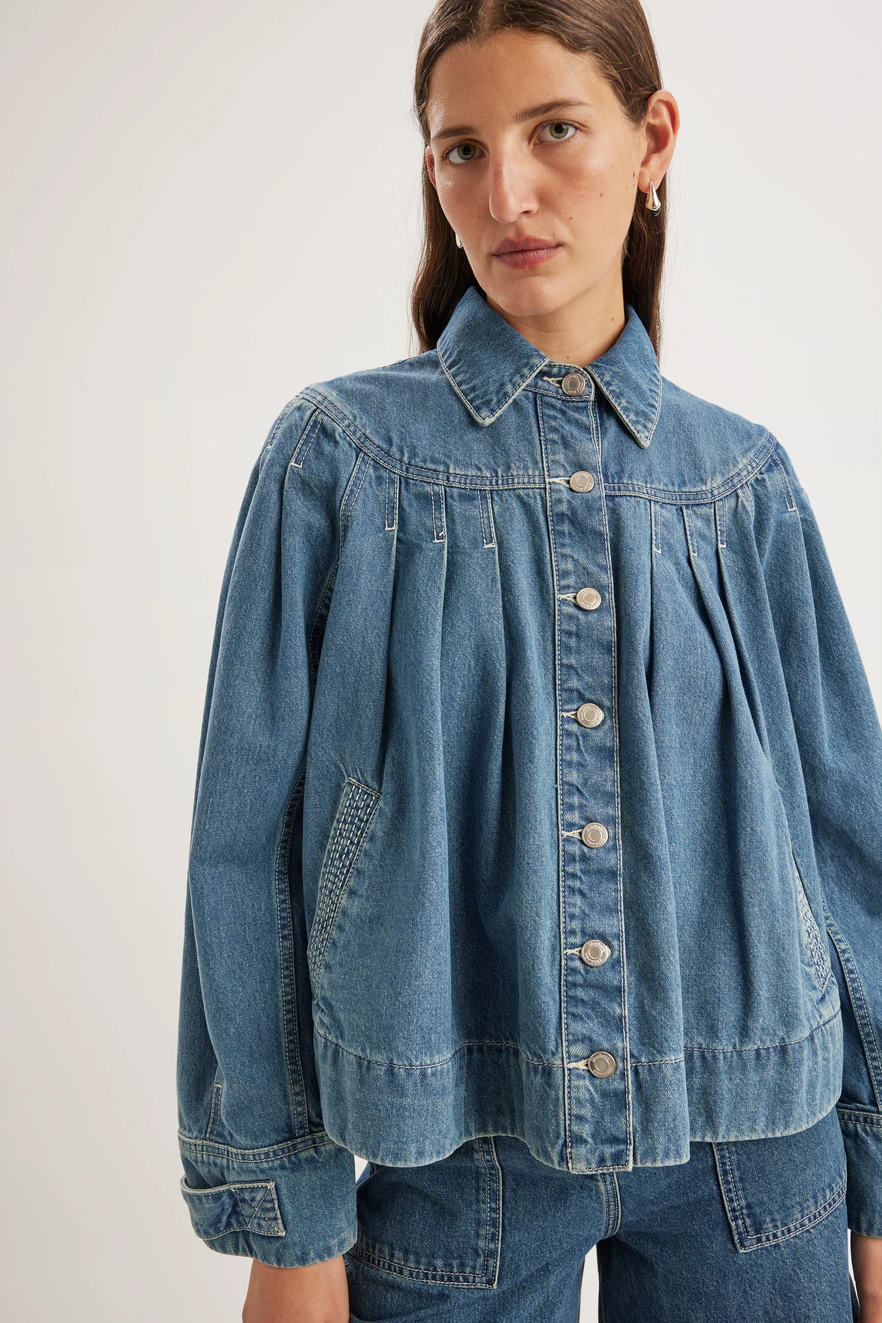 Easton Denim Jacket in Mid-Blue Wash sold by Merlette NYC product image thumbnail 2