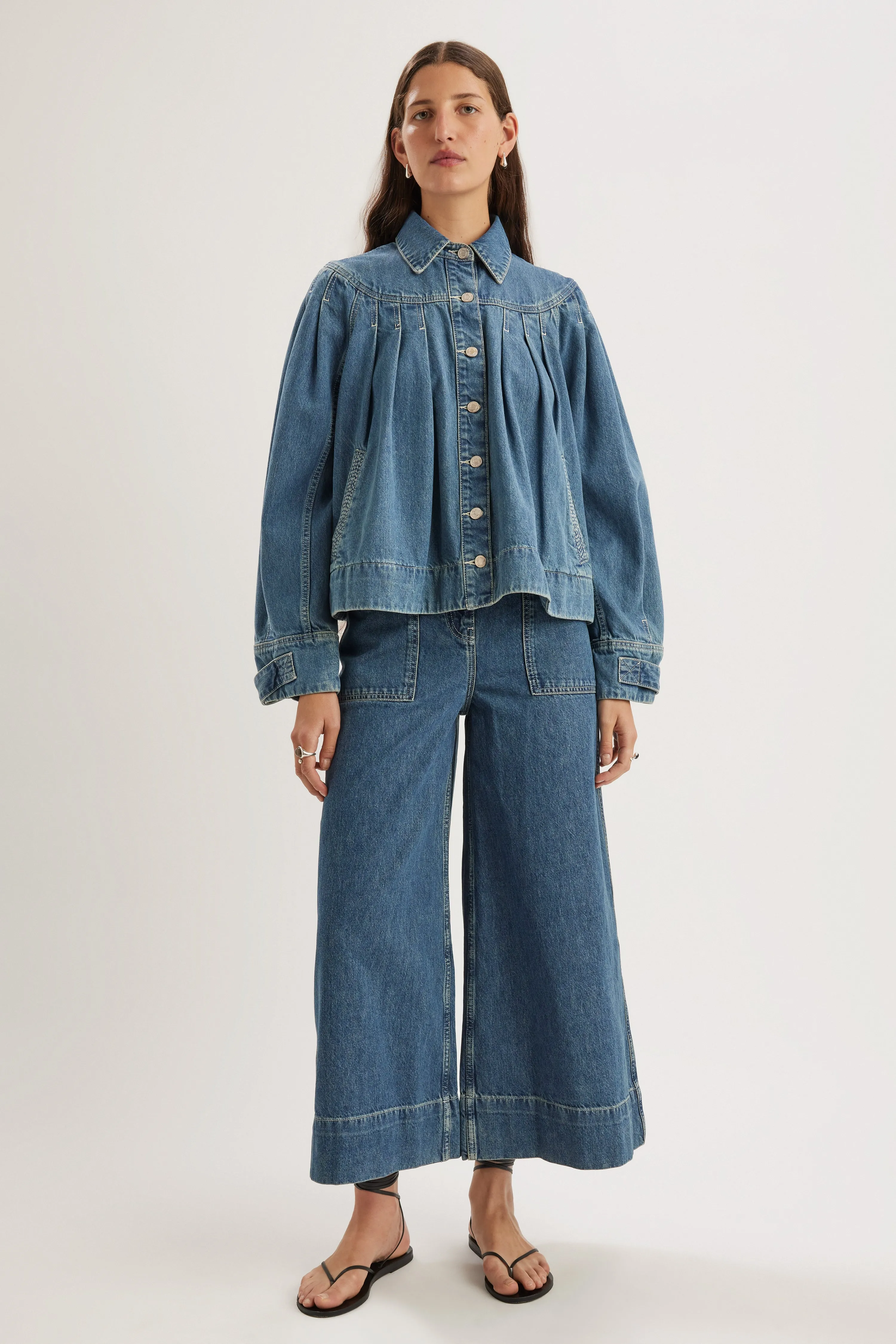 Easton Denim Jacket in Mid-Blue Wash sold by Merlette NYC product image thumbnail 3
