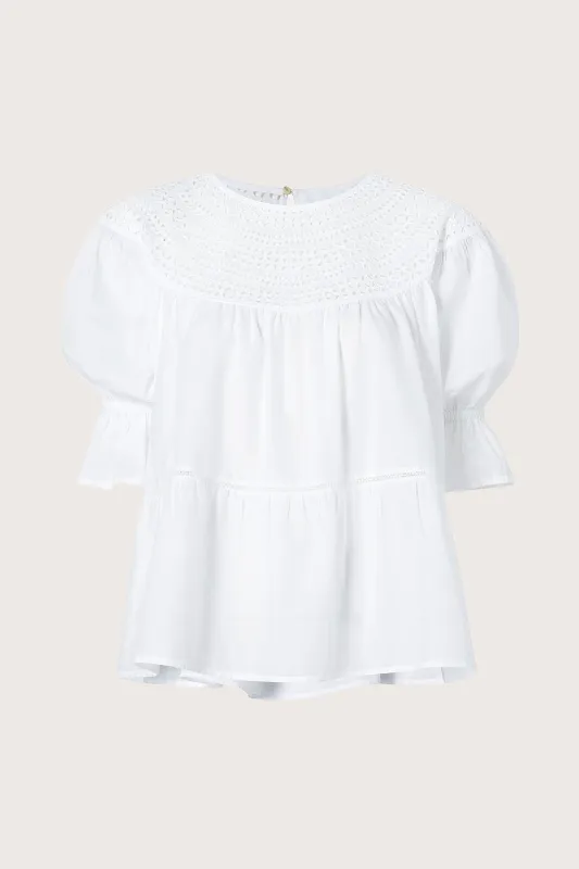 Sol Eyelet Top in White made by Merlette NYC