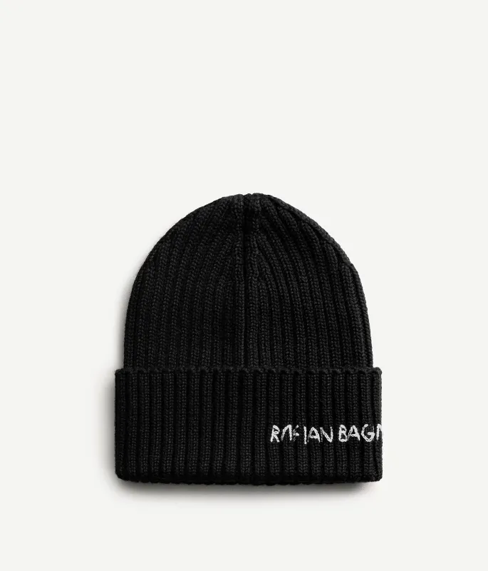 Monogram-embroidered Wool Beanie made by Ruslan Baginskiy