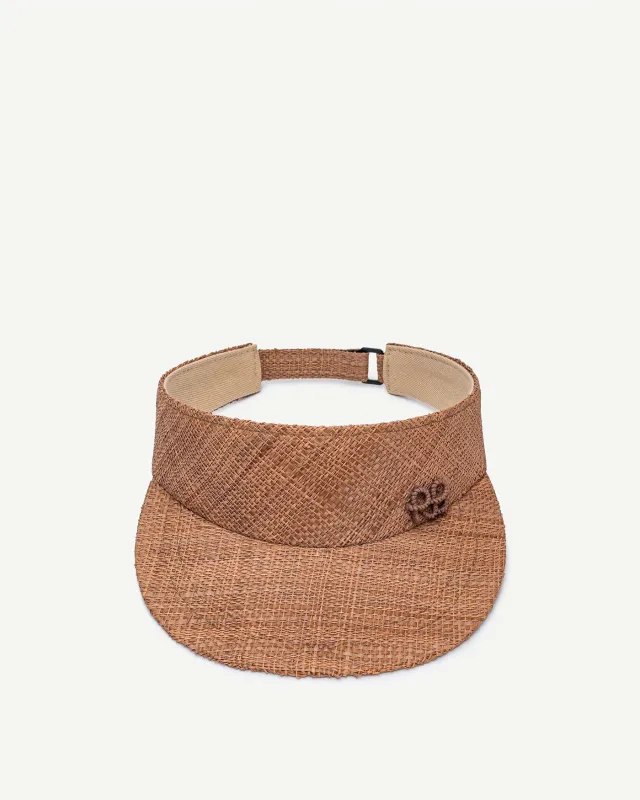Monogram-embellished Straw Visor made by Ruslan Baginskiy