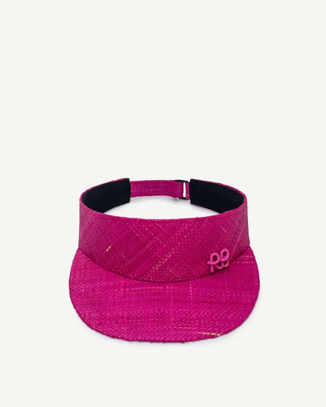 Monogram-embellished Straw Visor made by Ruslan Baginskiy