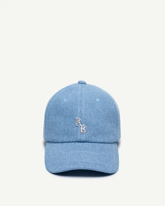 Crystal-embroidered Denim Baseball Cap made by Ruslan Baginskiy