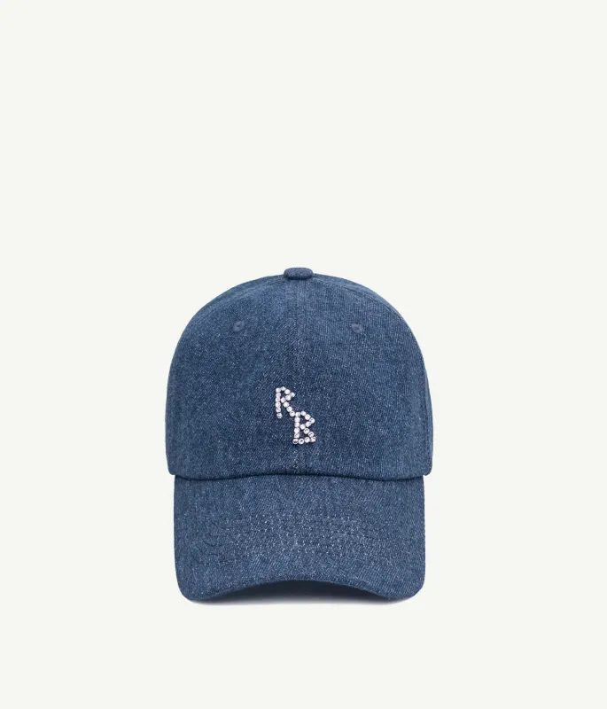 Crystal-embroidered Denim Baseball Cap made by Ruslan Baginskiy