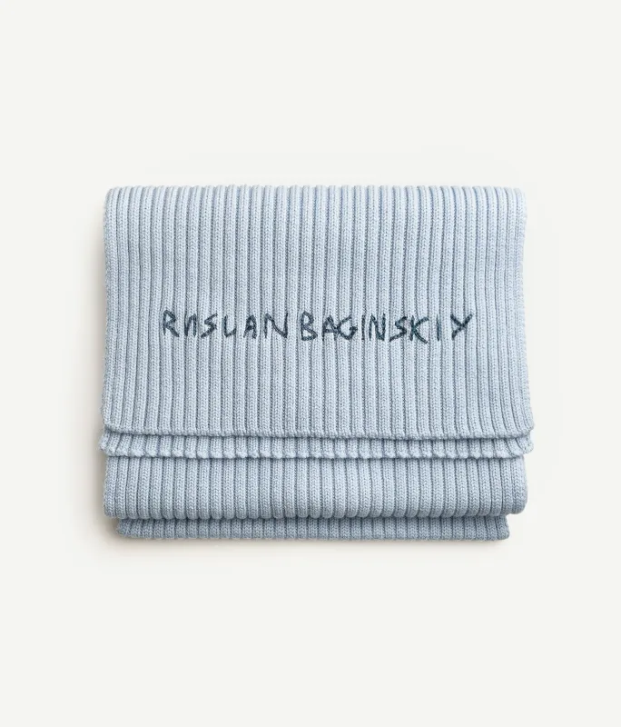 Monogram-embroidered Wool Scarf made by Ruslan Baginskiy