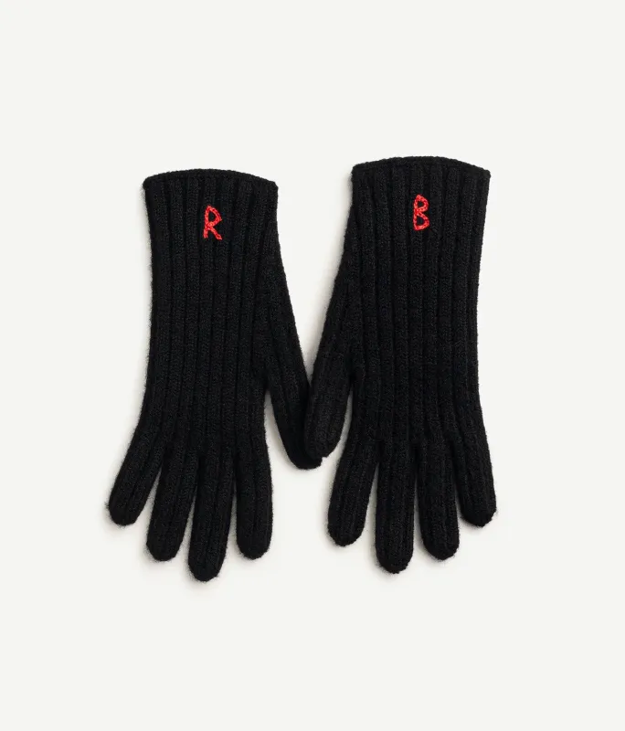 Monogram-embroidered Wool Gloves made by Ruslan Baginskiy