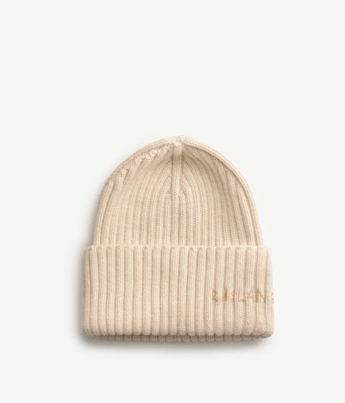 Monogram-embroidered Wool Beanie made by Ruslan Baginskiy