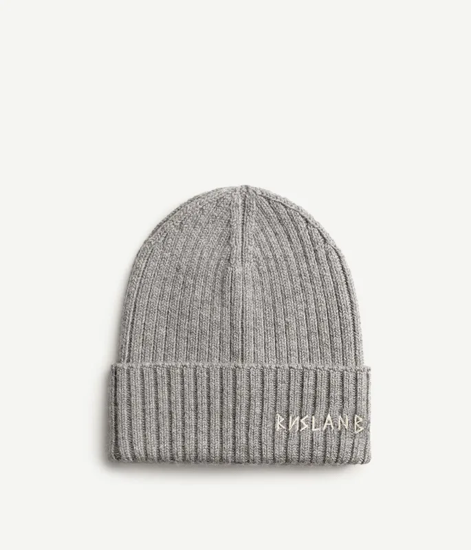 Monogram-embroidered Wool Beanie made by Ruslan Baginskiy