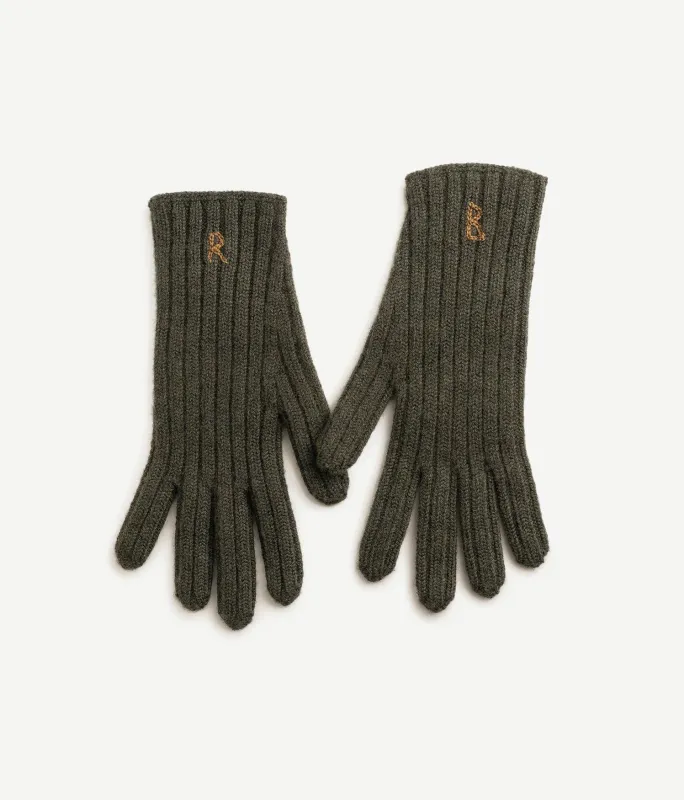 Monogram-embroidered Wool Gloves made by Ruslan Baginskiy