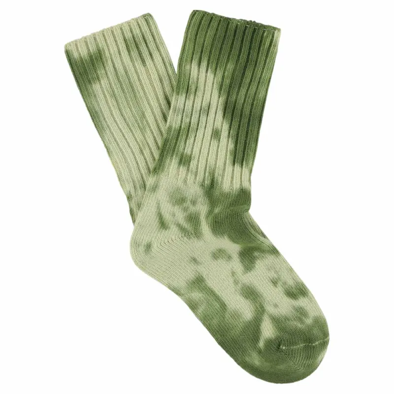 Men Tie Dye Socks - Ecru / Olive made by Escuyer