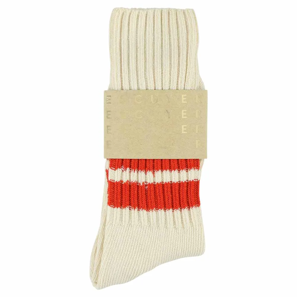 Men Striped Crew Socks - Ecru / Orange sold by Escuyer product image thumbnail 2