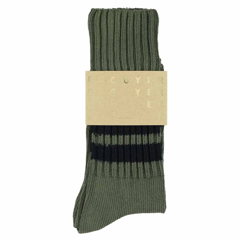 Men Stripes Crew Socks - Khaki / Blue sold by Escuyer product image thumbnail 2